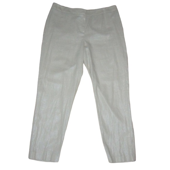 CHICO'S (33x27.5) Ultimate Fit Beige Sparkle Linen Ankle Pant - Sz 2 - LARGE NWT - Picture 8 of 8